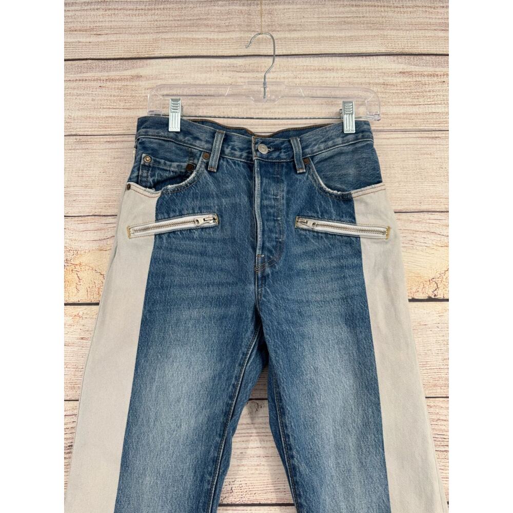 Levi's Premium 501 Moto Crop Straight Jeans Women's 26x28 Blue/Gray/Tan - Picture 3 of 15